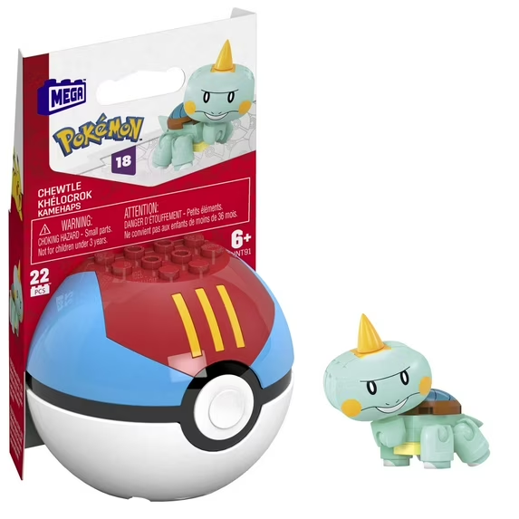 Pokemon Chewtle Building Action Figure with Poke Ball (22 Pieces)